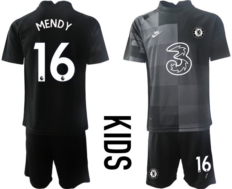 Youth 2021-2022 Club Chelsea black goalkeeper #16 Soccer Jersey